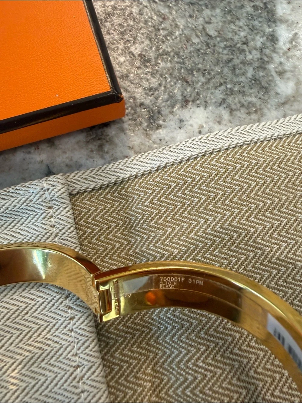 Hermès Clic H Gold and White Enamel Bracelet